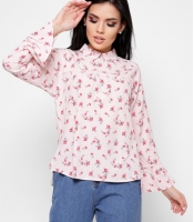 Шифоновая персиковая блуза в цветочек 27446