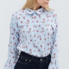 Шифоновая голубая блуза в цветочек 27447  xp-1634