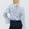 Шифоновая голубая блуза в цветочек 27447  xp-1634