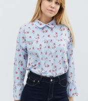 Шифоновая голубая блуза в цветочек 27447