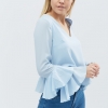 Однотонная голубая блузка с рюшами 27401  xp-1639