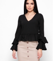 Черная блуза с рюшами 27402