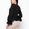 Черная блуза с рюшами 27402  xp-1642