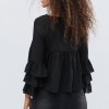 Чёрная блузка с рюшами в этническом стиле 27909  xp-1645