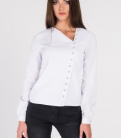 Асимметричная белая блуза с отложным воротником 34086