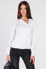 Асимметричная белая блуза с отложным воротником 34086