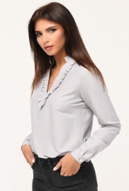 Женская серая блуза в полоску 34073