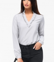Женская серая блуза в полоску 34073