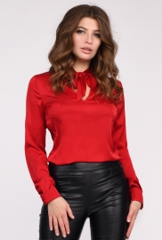 Шелковая красная блуза 35046