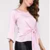 Стильная розовая блузка из шелка с завязкой 35057  xp-1664