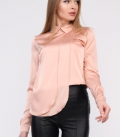 Персиковая шелковая блуза в стиле преппи 35097