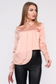 Персиковая шелковая блуза в стиле преппи 35097