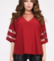 Женская блузка марсала оверсайз 35050