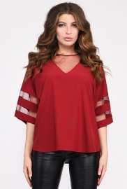 Женская блузка марсала оверсайз 35050