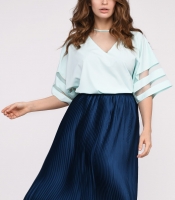 Женская мятная блузка оверсайз 35053