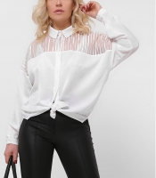 Женская белая блуза с прозрачным верхом 36591