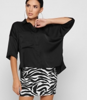 Шелковая черная блузка с карманом 37392