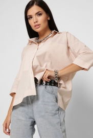 Хлопковая бежевая блуза oversize 37398