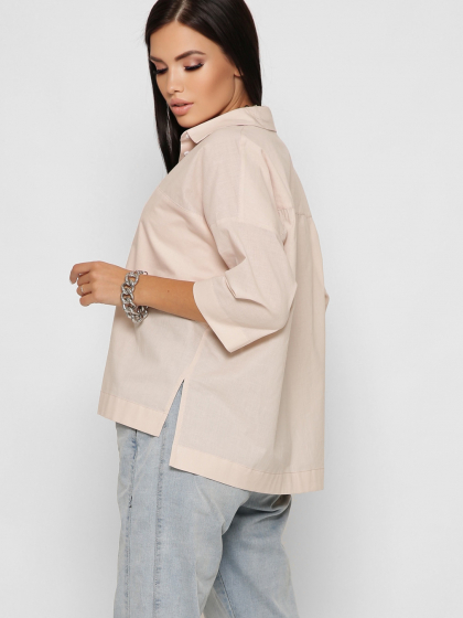 Хлопковая бежевая блуза oversize 37398