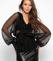 Праздничная прозрачная блузка цвет черный 39115
