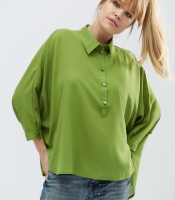 Шифоновая рубашка оверсайз цвет оливка 32216