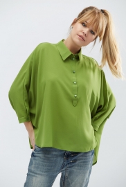 Шифоновая рубашка оверсайз цвет оливка 32216