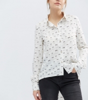 Удлиненная шифоновая рубашка "Котики в очках" 20310