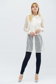 Длинная женская рубашка в сеточку 27412