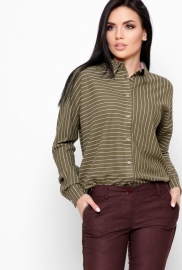 Зеленая рубашка oversize в полоску 32708