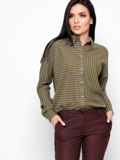 Зеленая рубашка oversize в полоску 32708