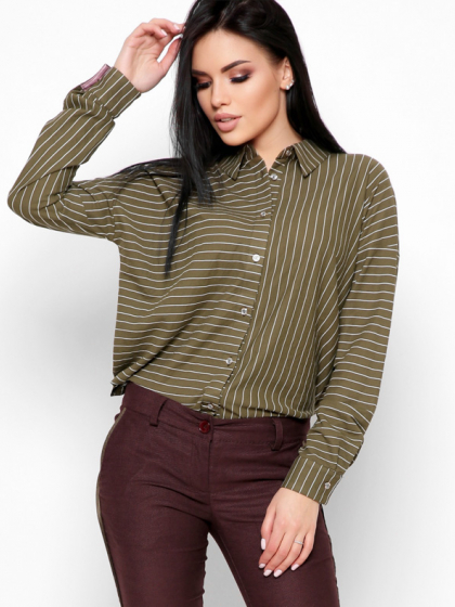 Зеленая рубашка oversize в полоску 32708