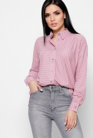 Розовая рубашка oversize в полоску 34010