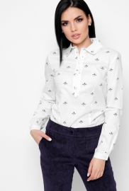 Приталенная хлопковая рубашка с пчелами 32420