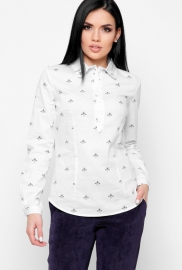 Приталенная хлопковая рубашка с пчелами 32420 Приталенная хлопковая рубашка с пчелами 32420