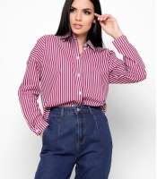 Женская рубашка марсала в полоску 32417