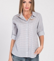 Женская серая рубашка в полоску 34050