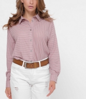 Полосатая розовая рубашка с удлиненной спинкой 35113
