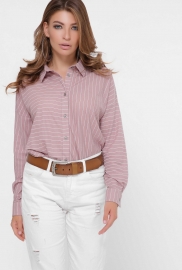 Полосатая розовая рубашка с удлиненной спинкой 35113