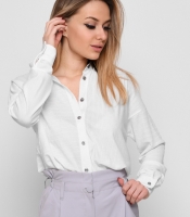 Полосатая белая рубашка с удлиненной спинкой 35114