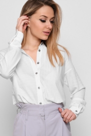 Полосатая белая рубашка с удлиненной спинкой 35114