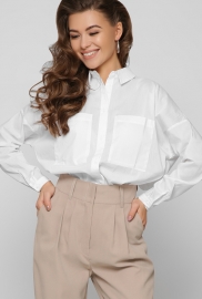 Базовая белая рубашка оверсайз с накладными карманами 36046