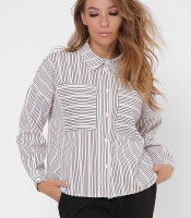 Свободная желтая рубашка в полоску 36047