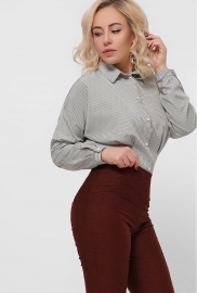 Полосатая приталенная рубашка цвет хаки 36593