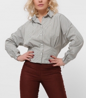 Полосатая приталенная рубашка цвет хаки 36593