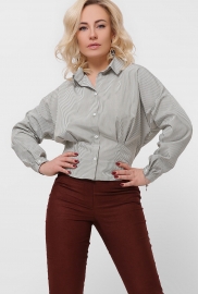 Полосатая приталенная рубашка цвет хаки 36593 Полосатая приталенная рубашка цвет хаки 36593