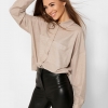 Свободная трикотажная рубашка цвет бежевый 37403  xp-1733