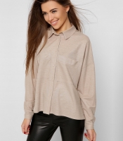 Свободная трикотажная рубашка цвет бежевый 37403