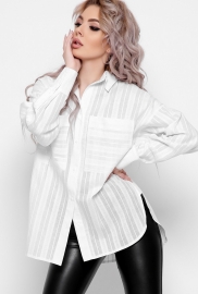 Белая рубашка в полоску 41027