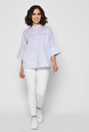 Женская голубая рубашка свободного силуэта 43093 Женская голубая рубашка свободного силуэта 43093