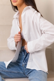 Женская белая рубашка свободного кроя 55836 Женская белая рубашка свободного кроя 55836